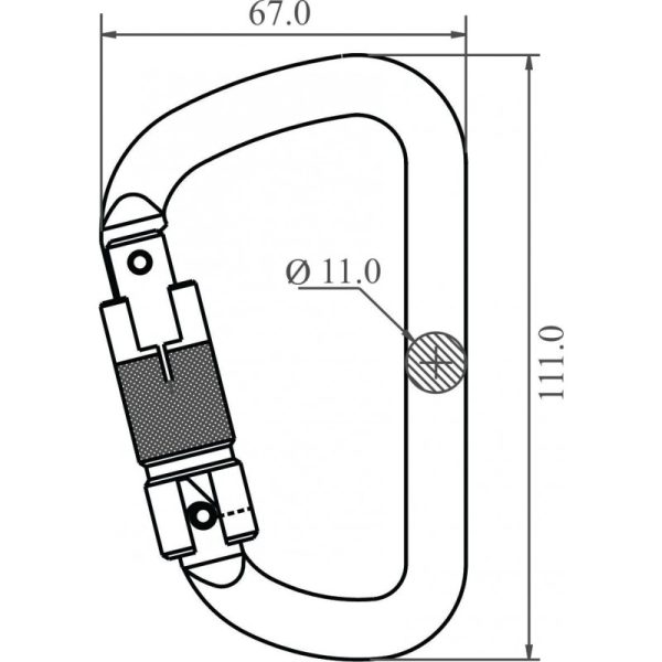 Stahlkarabiner mit dreifach wirkendem Automatikverschluss