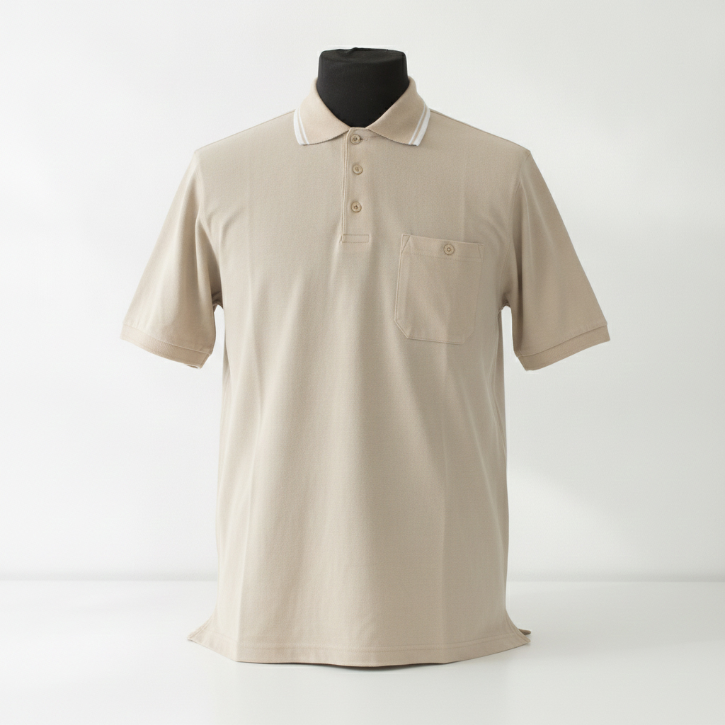 Polo-Shirt ROUGH wear beige | Mit Brusttasche – Bild 3