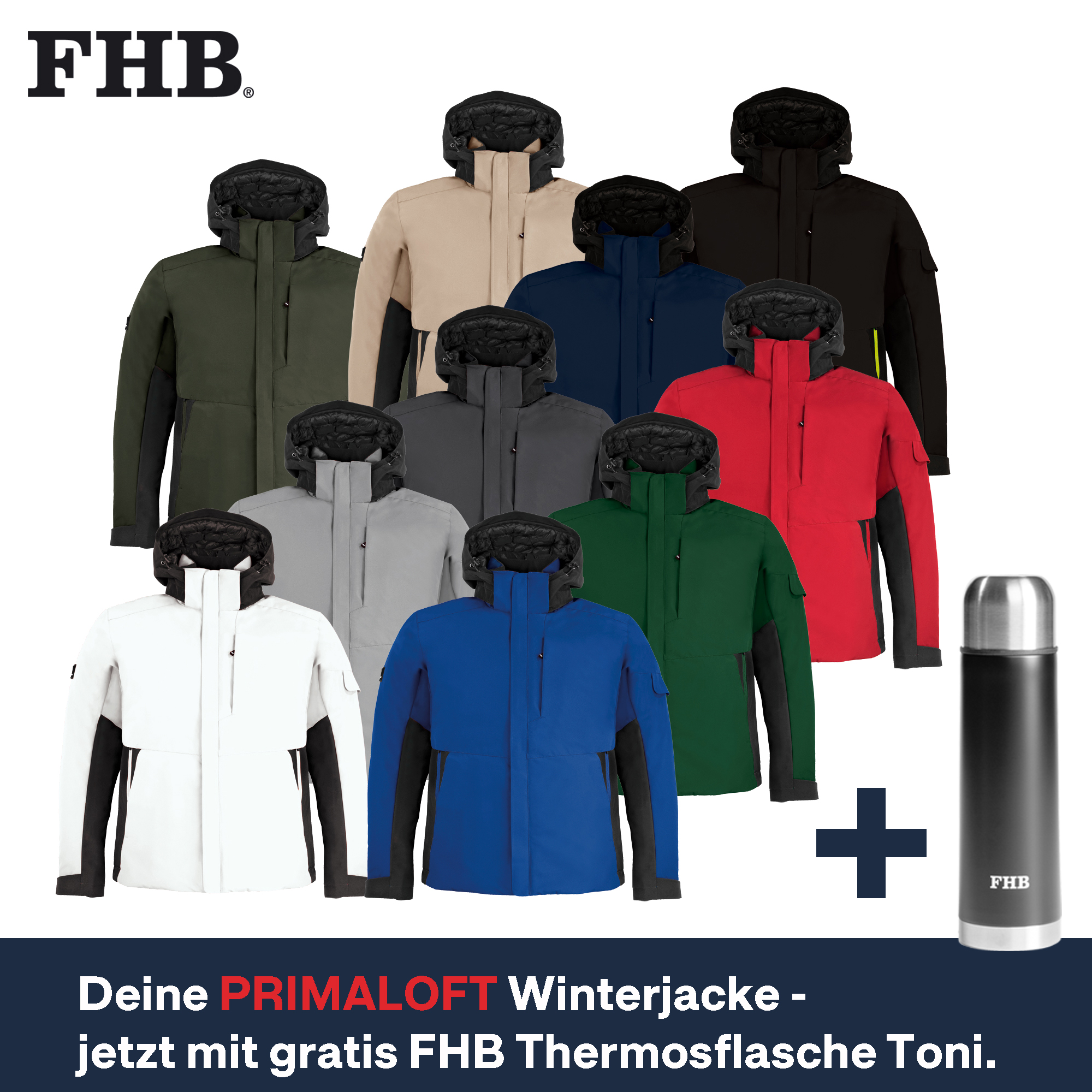 FHB Winterjacke GEORG + Thermosflasche Toni