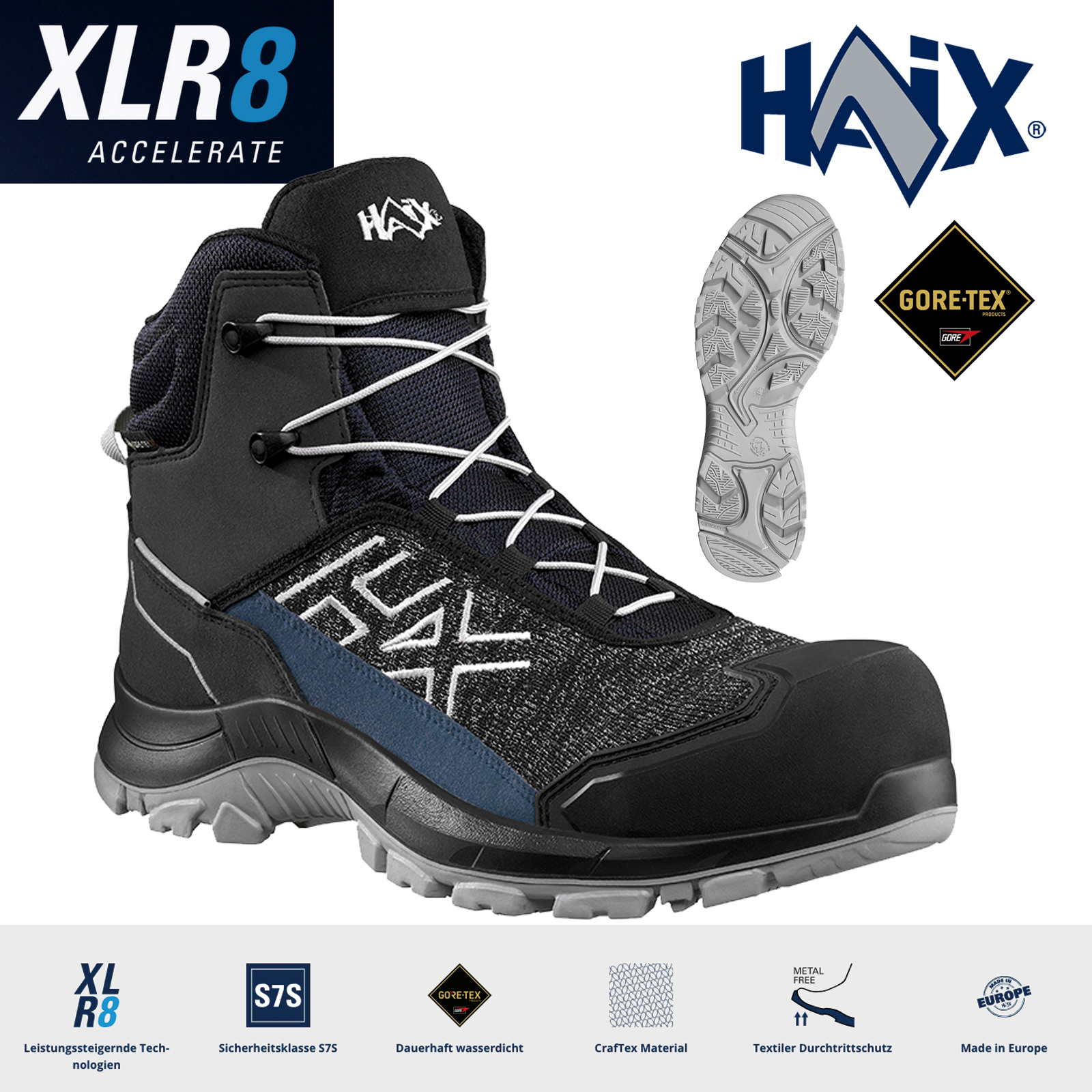 Haix® BLACK EAGLE Safety 410 GTX S7S Gore-Tex® – blau