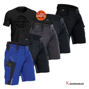 Kübler BODYFORCE Shorts – leichte Arbeitsshorts für heiße Tage - T-Shirt gratis
