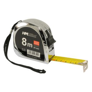Rollmeter „Chrom“ 8 m | Maßband 25 mm | Stahlband mit Nylon-Beschichtung (Kopie)