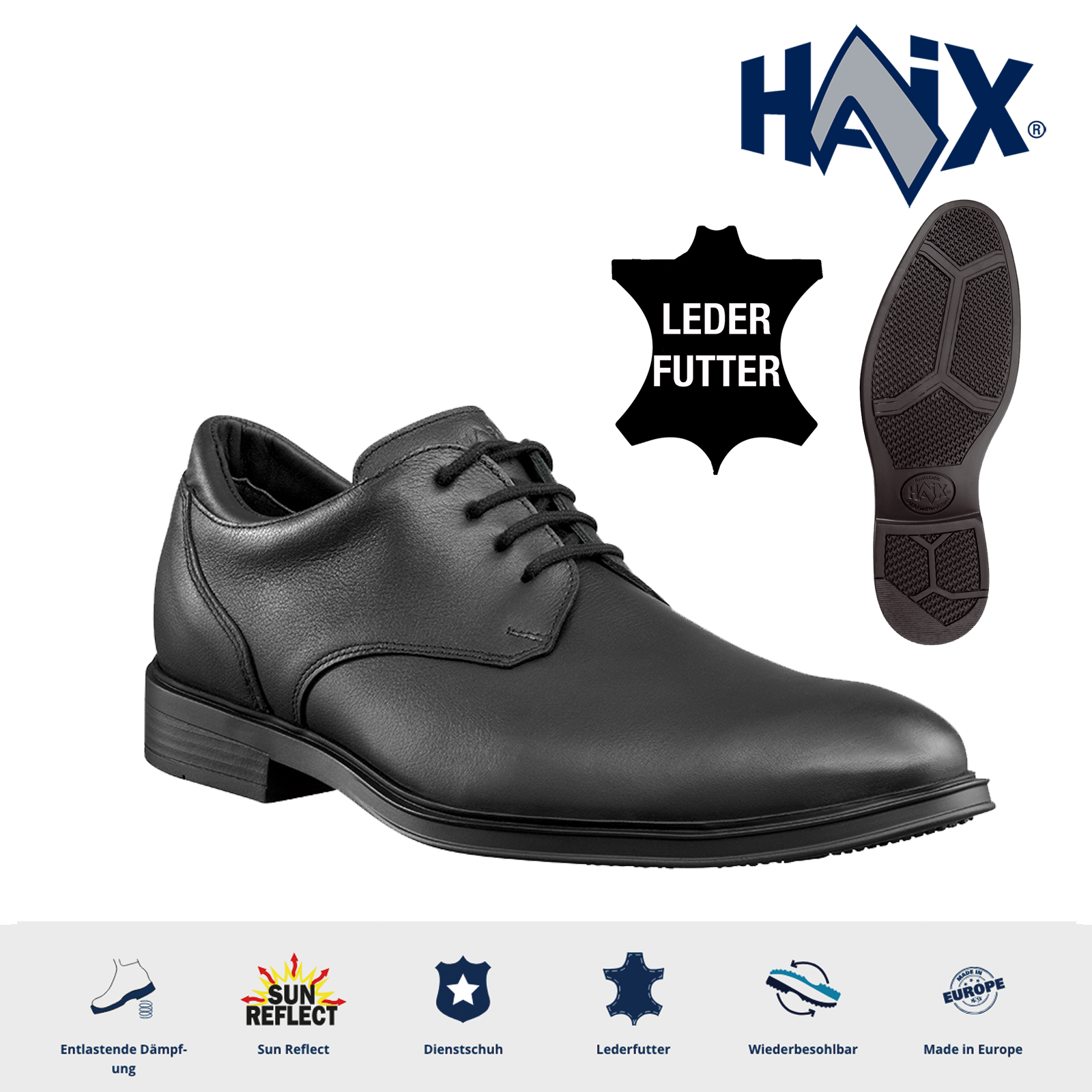 HAIX Office 2.0 LL | Komfortabler Dienstschuh aus Leder nach EN ISO 20347 O2