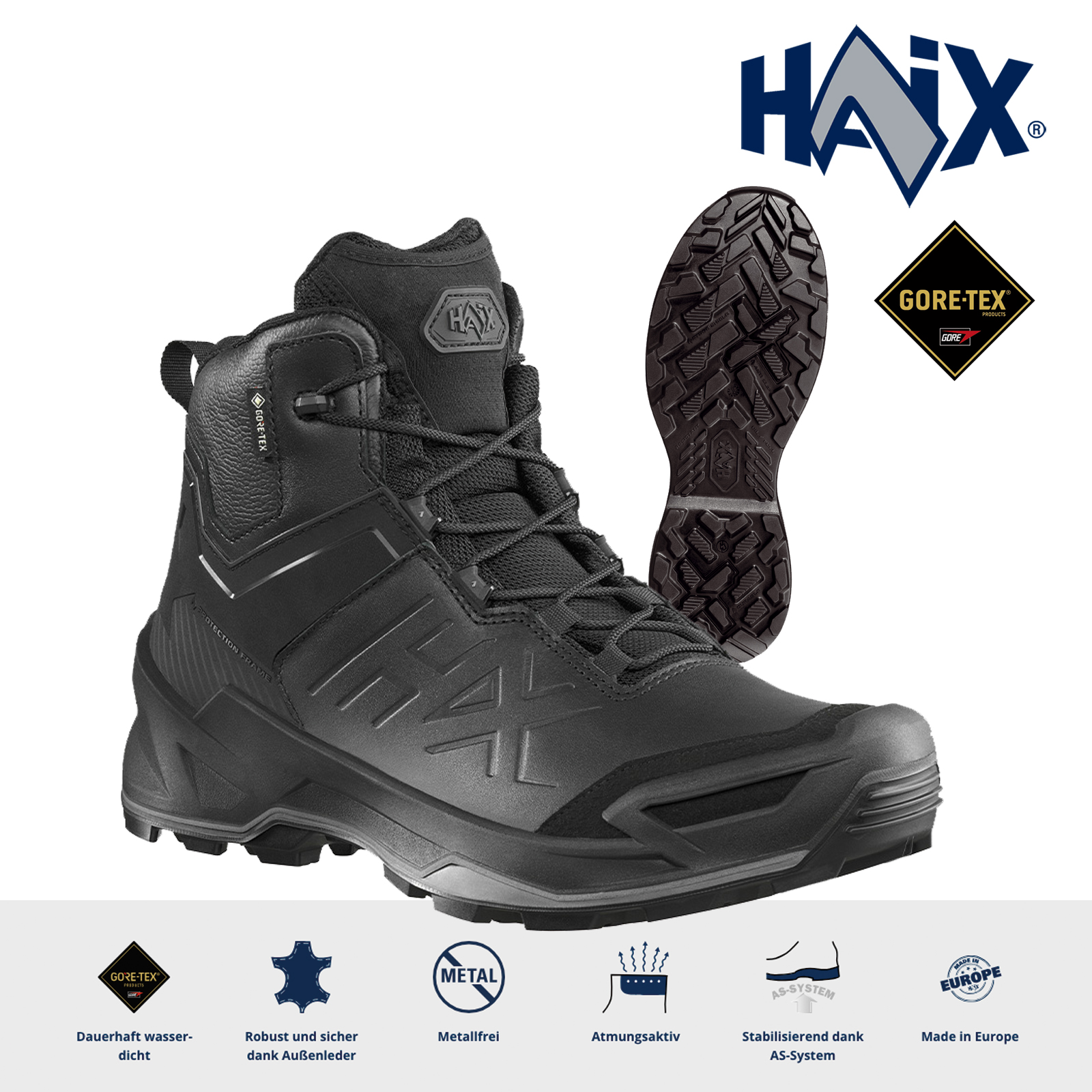 HAIX BLACK EAGLE EVO Tactical GTX mid/black – wasserdichter Einsatzstiefel